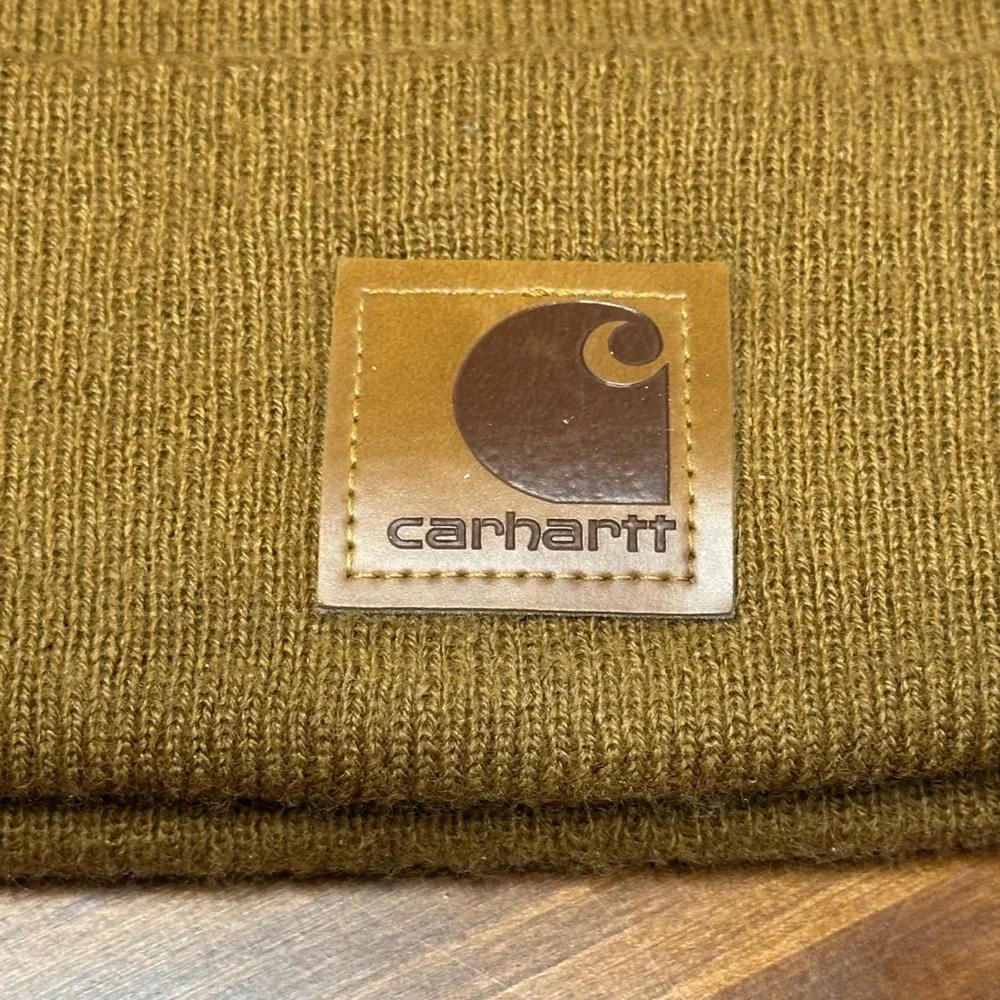 Carhartt Beanie Watch Hat Unisex OSFA Brown‎ Ribbed Knit Logo 101070 USA